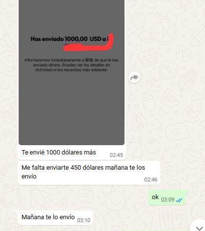 Buyer confirming a payment sent for their order